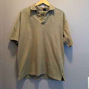 REI Men's Polo Shirt Size L Olive Green Short Sleeve 3-Button Outdoor